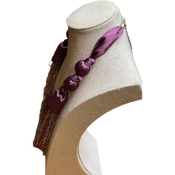 Kristin Davis Purple Silk & Beaded Multi-Strand Necklace With Adjustable Clasp - Picture 6 of 7